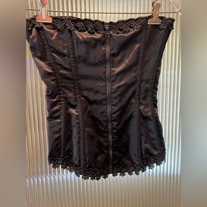 Corset Top Black with Lace Trim